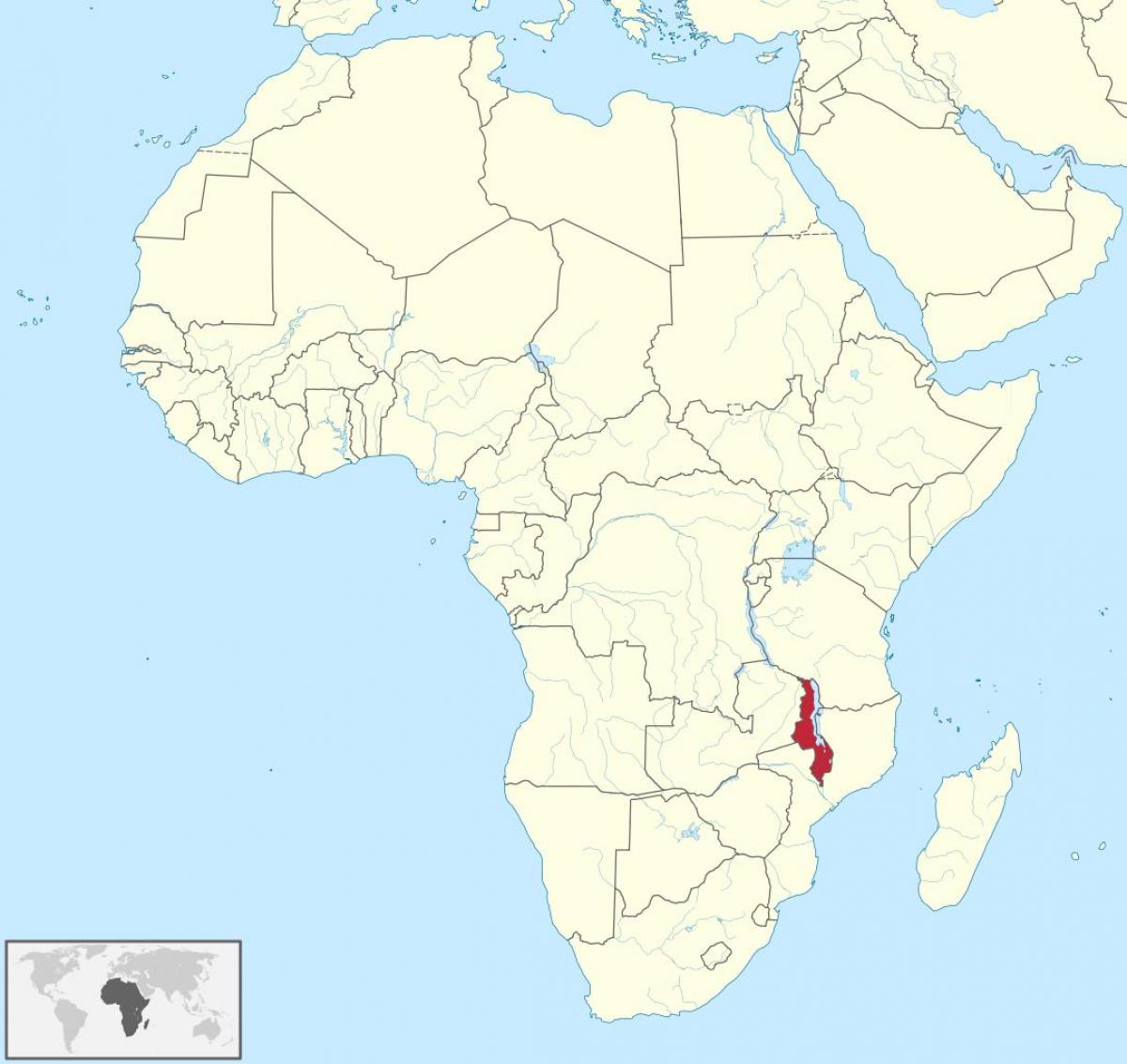 מפה של אפריקה מראה מלאווי