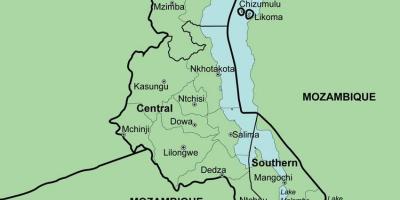 מפה של מלאווי מראה מחוזות